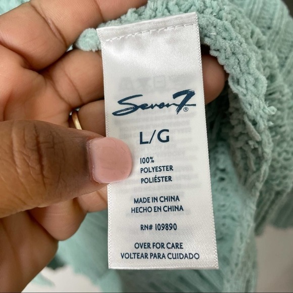 Seven7 Textured Chenille Sweater in Mint L Large - Picture 8 of 10